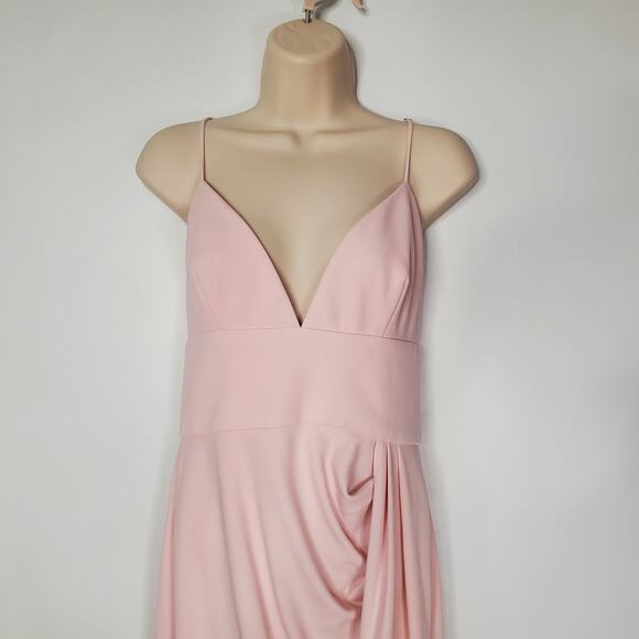 Katie May Reconcile Gown Maxi Dress V-Neck Side Slit Blush Pink Size Medium - Picture 5 of 12
